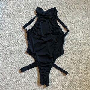 black lingerie bodysuit
